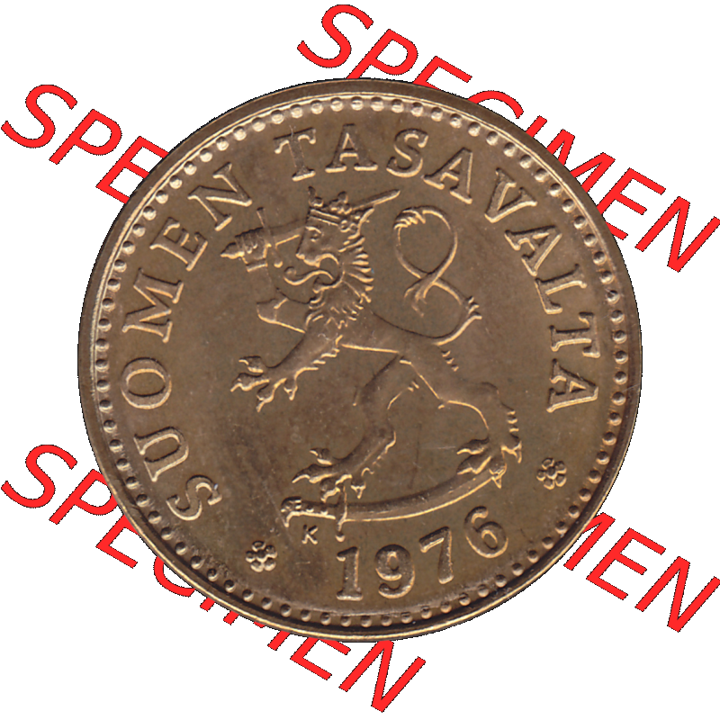 Alte Münzen KMS Finnland, Kursmünzensatz 1976 in Stempelglanz als digitales Computerbild in transparenten PNG 1963-1982, 10 Penny, Penniä 1976-1, SUOMEN TASAVALTA.... Sammlung
