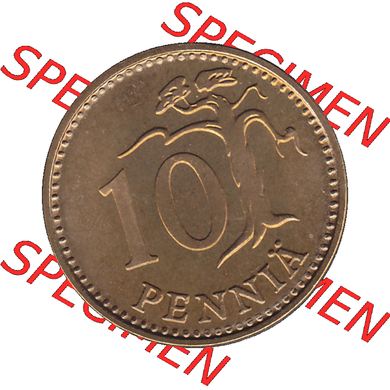Alte Münzen KMS Finnland, Kursmünzensatz 1976 in Stempelglanz als digitales Computerbild in transparenten PNG 1963-1982, 10 Penny, Penniä 1976-1, SUOMEN TASAVALTA.... Sammlung