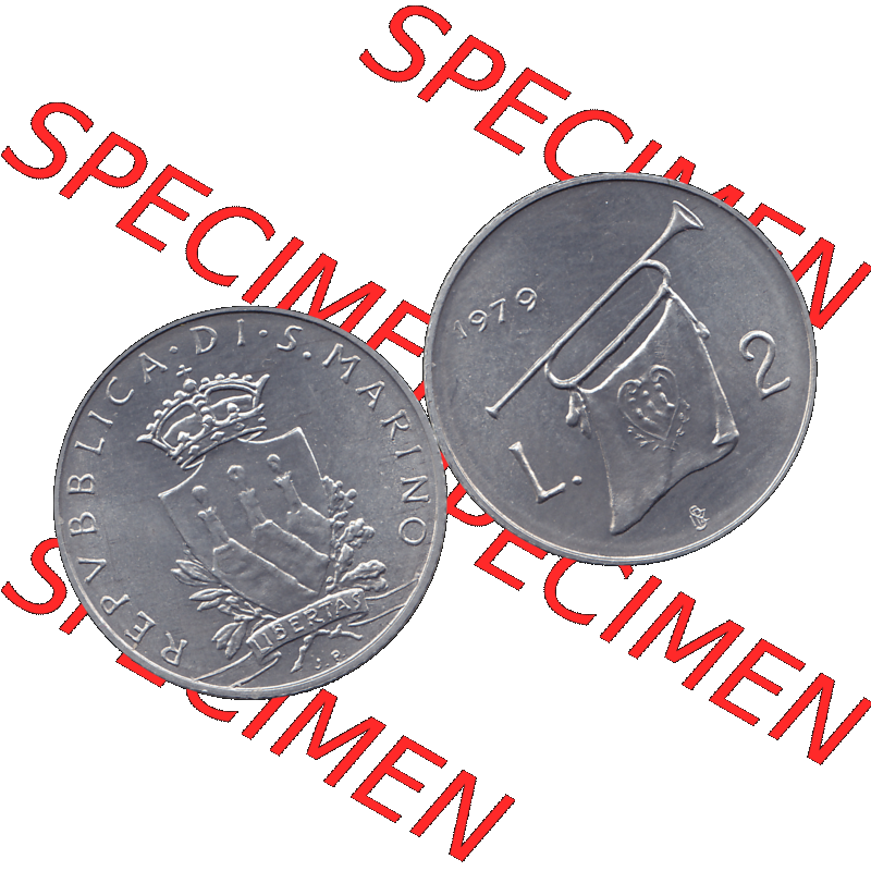Bildmaterial Münzensatz / KMS 1979 aus San Marino im PNG-Format 1979-1979, 2 Lire, J. V. LIBERTAS REPVBBLICA DI S. MARINO, 1979 L.2. Vorderseite... Sammlung