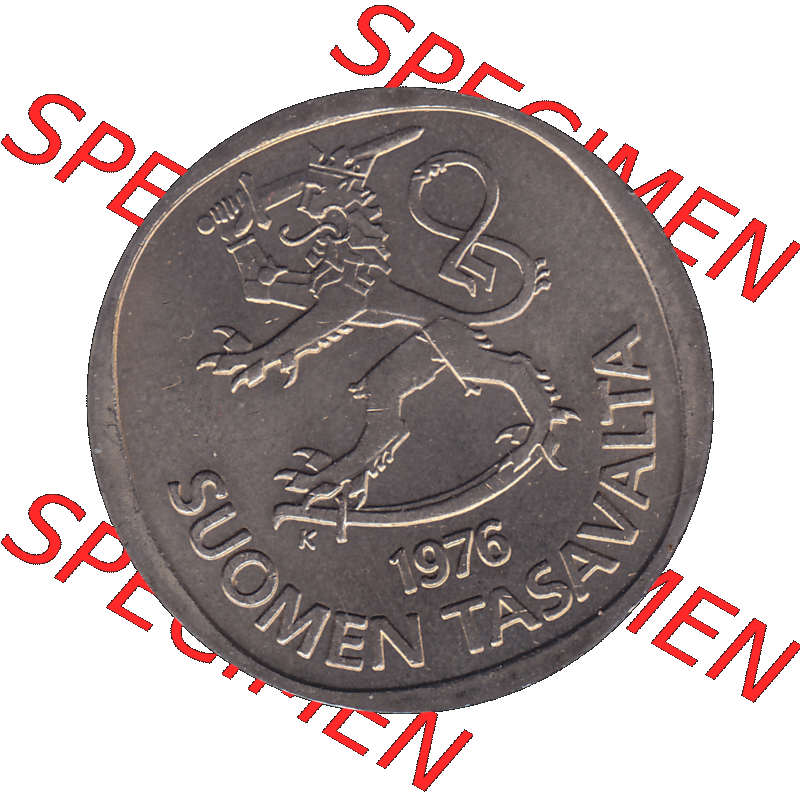 Alte Münzen KMS Finnland, Kursmünzensatz 1976 in Stempelglanz als digitales Computerbild in transparenten PNG 1969-1993, 1 Finnische Mark, Markka 1976-1, SUOMEN TASAVALTA.... Sammlung