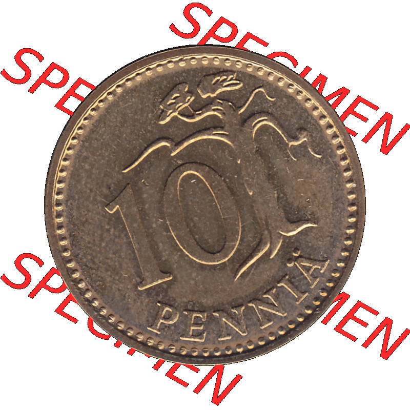 Alte Münzen KMS Finnland, Kursmünzensatz 1978 in Stempelglanz als digitales Computerbild einer finnischen digitalisierten Münze in transparenten PNG 1963-1982, 10 Penny,... Sammlung