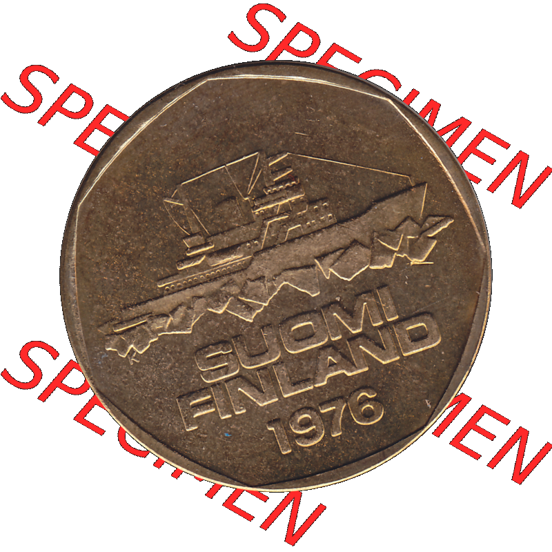 Alte Münzen KMS Finnland, Kursmünzensatz 1976 in Stempelglanz als digitales Computerbild in transparenten PNG 1972-1978, 5 Finnische Mark, Markkaa 1976-1, SUOMI FINLAND.... Sammlung