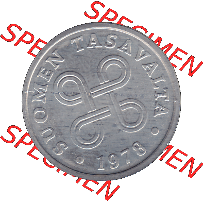 Alte Münzen KMS Finnland, Kursmünzensatz 1978 in Stempelglanz als digitales Computerbild einer finnischen digitalisierten Münze in transparenten PNG 1977-1990, 5 Penny,... Sammlung