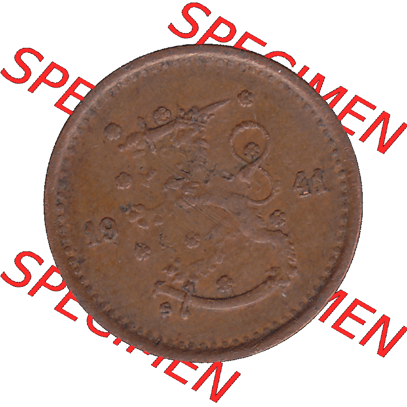 Alte Münzen KMS Finnland, Kursmünzensatz Finnland in transparenten digitalen PNG-Format 1940-1943, 50 Penny, Penniä, Kupfer 1941-1. Vorderseite als PNG-Grafik... Sammlung