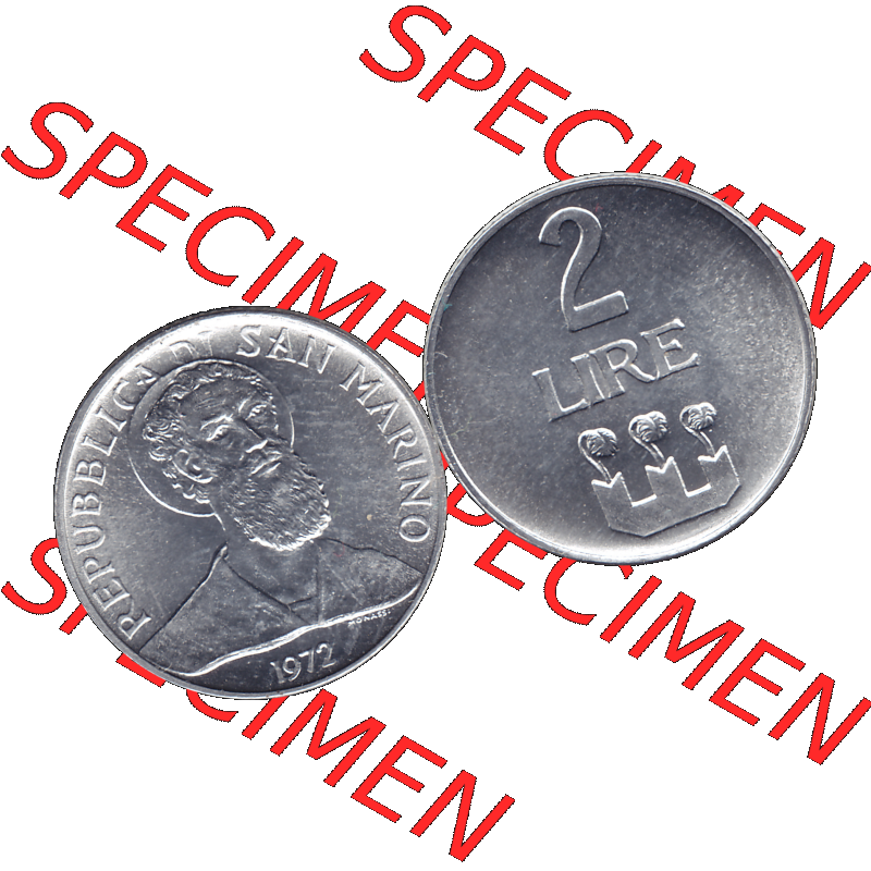 Bildmaterial in PNG-Grafiken Münzensatz / KMS 1972 aus San Marino 1972-1972, Münze 2 Lire 1972, 2 LIRE MONASSI REPUBBLICA DI SAN MARINO. Die digitalisierte Münze liegt... Sammlung