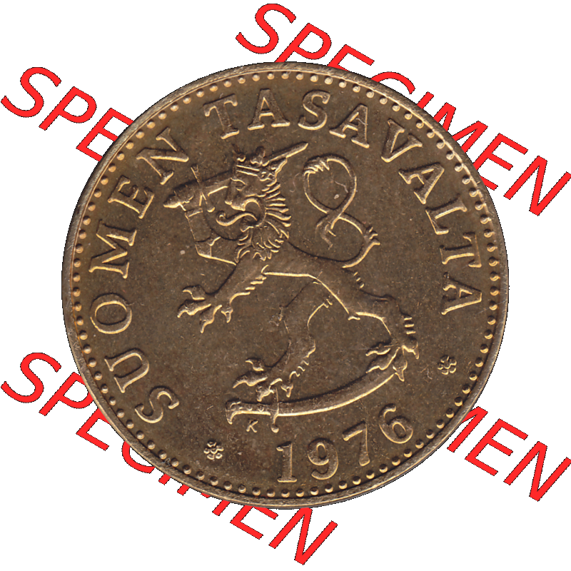 Alte Münzen KMS Finnland, Kursmünzensatz 1976 in Stempelglanz als digitales Computerbild in transparenten PNG 1963-1990, 50 Penny Penniä 1976-1, SUOMEN TASAVALTA.... Sammlung