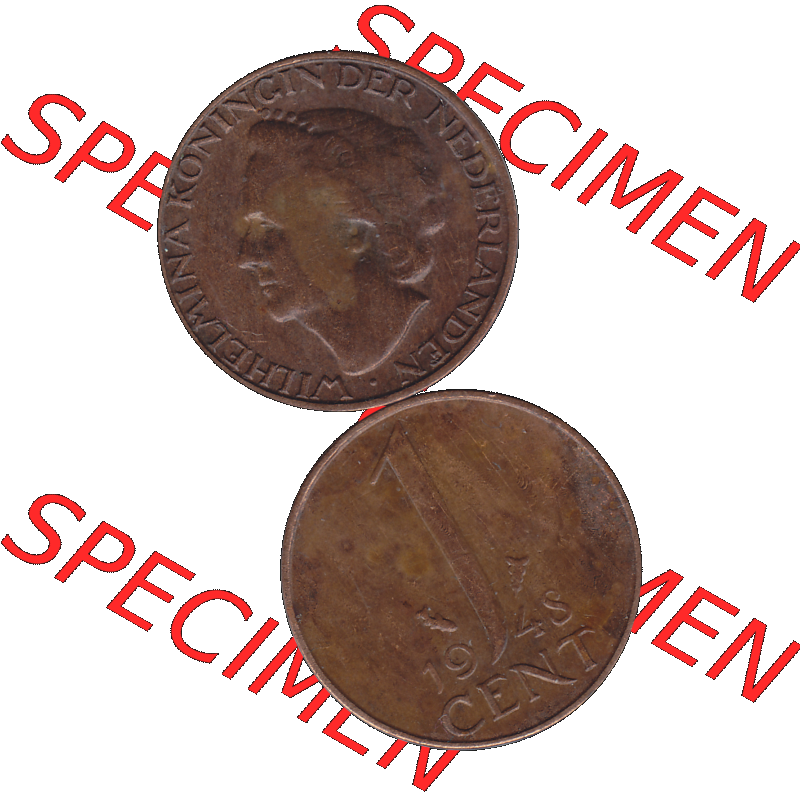 Alte Münze aus der Niederlande 1926-1950, in PNG digitalisiert 1948-1948, 1 Cent Königin Wilhelmina 1948-03. Vorderseite und Rückseite vertikal auf einen digitalen Bild... Sammlung