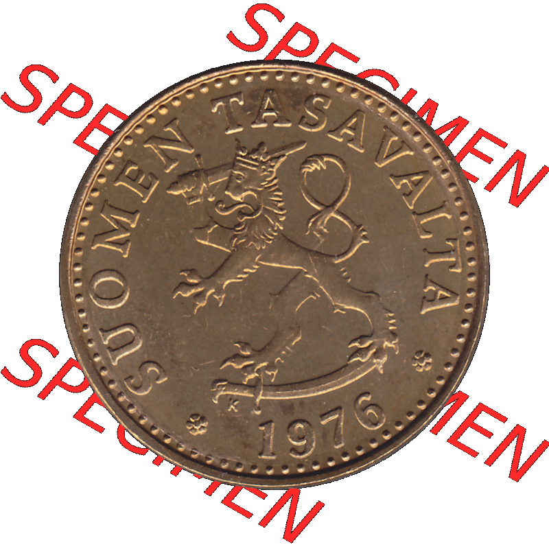 Alte Münzen KMS Finnland, Kursmünzensatz 1976 in Stempelglanz als digitales Computerbild in transparenten PNG 1963-1990, 20 Penny Penniä 1976-1, SUOMEN TASAVALTA.... Sammlung