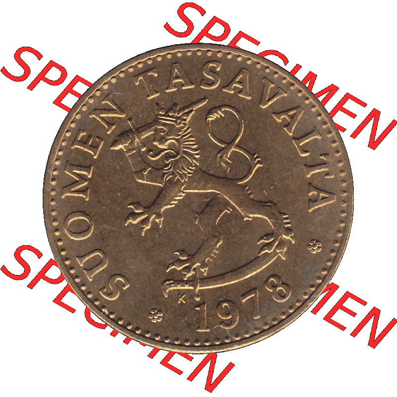 Alte Münzen KMS Finnland, Kursmünzensatz 1978 in Stempelglanz als digitales Computerbild einer finnischen digitalisierten Münze in transparenten PNG 1963-1990, 50 Penny 1978-1.... Sammlung