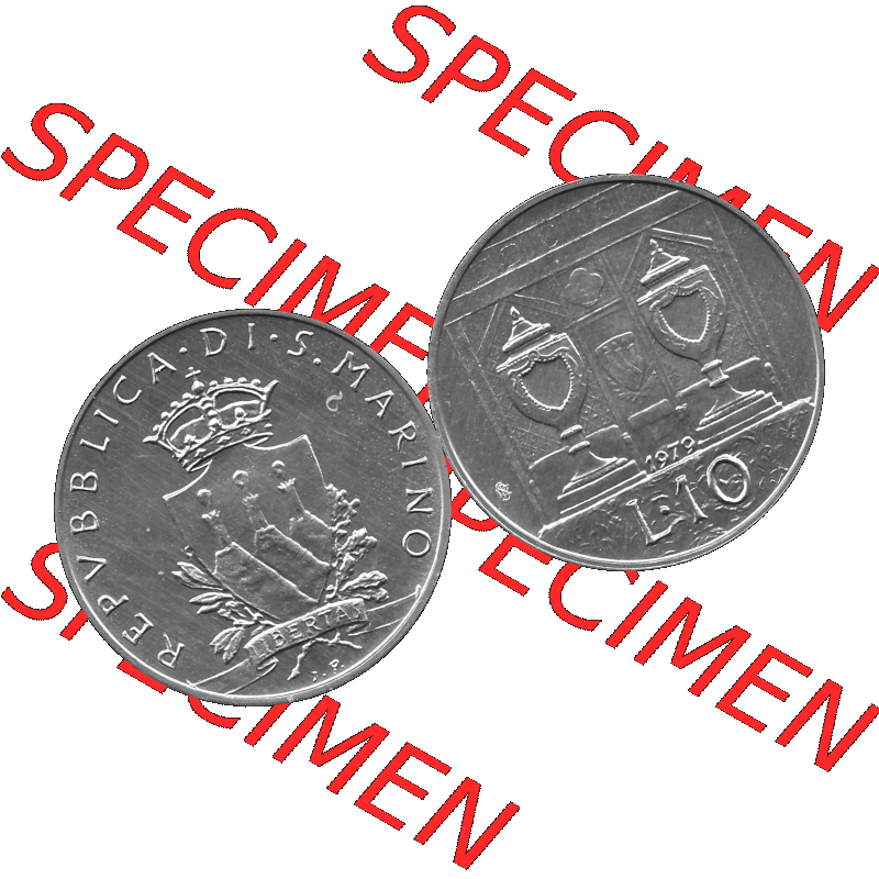 Bildmaterial Münzensatz / KMS 1979 aus San Marino in Graustufen 1979-1979, 10 Lire, J. V. LIBERTAS REPVBBLICA DI S. MARINO, 1979 L.10 Graustufen.... Sammlung