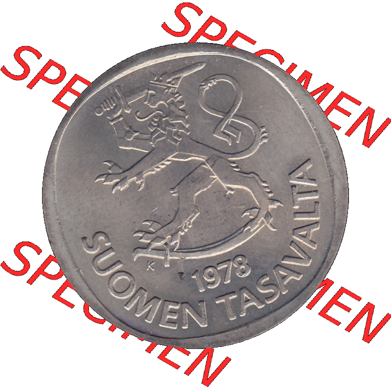Alte Münzen KMS Finnland, Kursmünzensatz 1978 in Stempelglanz als digitales Computerbild einer finnischen digitalisierten Münze in transparenten PNG 1969-1993, 1 finnische Mark,... Sammlung