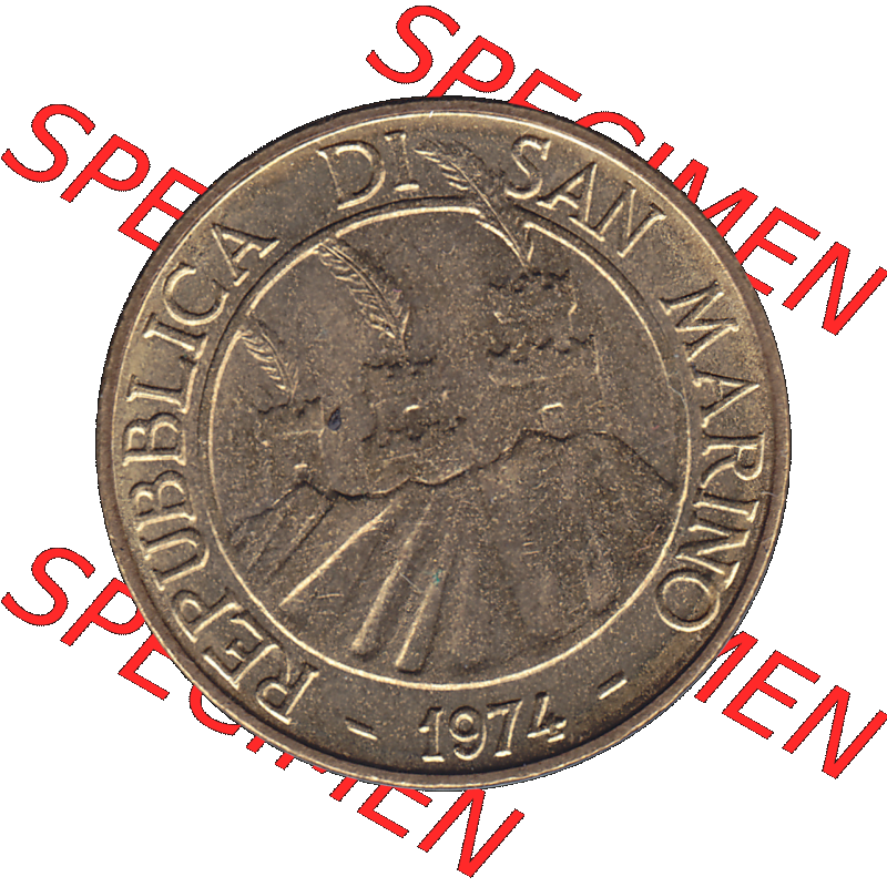 Bildmaterial Münzensatz / KMS 1974 aus San Marino Münze 1974-1974 als transparente PNG-Grafik, 20 Lire, L.20 MINGUZZI MONASSI INC.. Vorderseite als PNG-Grafik... Sammlung
