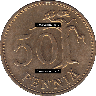 Alte Münzen KMS Finnland, Kursmünzensatz 1978 in Stempelglanz als digitales Computerbild einer finnischen digitalisierten Münze in transparenten PNG 1963-1990, 50 Penny 1978-1.... Sammlung