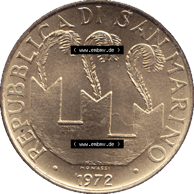 Bildmaterial in PNG-Grafiken Münzensatz / KMS 1972 aus San Marino 1972-1972, Münze 20 Lire, 1972, MONASSI REPUBBLICA DI SAN MARINO. Vorderseite als PNG-Grafik für... Sammlung