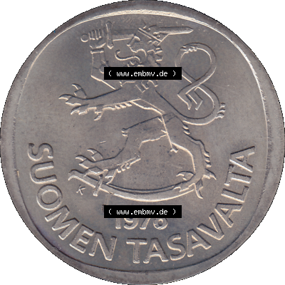 Alte Münzen KMS Finnland, Kursmünzensatz 1978 in Stempelglanz als digitales Computerbild einer finnischen digitalisierten Münze in transparenten PNG 1969-1993, 1 finnische Mark,... Sammlung