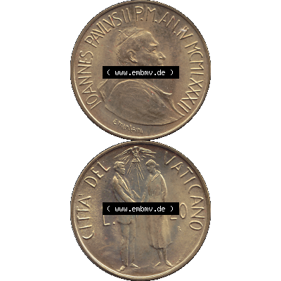 Alte Münze aus der Vatikanstadt / Vatikan als PNG-Grafik Münze Vatikanstadt 1982-1982, 20 Lire, CITTA DEL VATICANO L.20 R, 1982-01. Vorderseite und Rückseite... Sammlung
