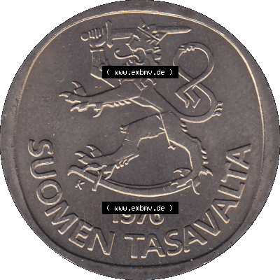 Alte Münzen KMS Finnland, Kursmünzensatz 1976 in Stempelglanz als digitales Computerbild in transparenten PNG 1969-1993, 1 Finnische Mark, Markka 1976-1, SUOMEN TASAVALTA.... Sammlung