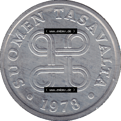 Alte Münzen KMS Finnland, Kursmünzensatz 1978 in Stempelglanz als digitales Computerbild einer finnischen digitalisierten Münze in transparenten PNG 1977-1990, 5 Penny,... Sammlung