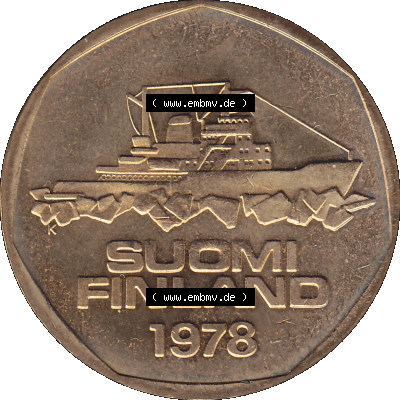 Alte Münzen KMS Finnland, Kursmünzensatz 1978 in Stempelglanz als digitales Computerbild einer finnischen digitalisierten Münze in transparenten PNG 1972-1978, 5 finnische Mark,... Sammlung