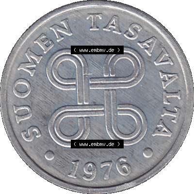 Alte Münzen KMS Finnland, Kursmünzensatz 1976 in Stempelglanz als digitales Computerbild in transparenten PNG 1969-1979, 1 Penny, Penni 1976-1, SUOMEN TASAVALTA.... Sammlung