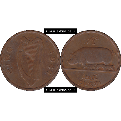 Bildmaterial einer Münze aus Irland als PNG-Grafik 1939-1967, 0.50 Penny, Half Penny 1941-01. Digitalisierte Münze aus Irland als transparente PNG-Grafik zum herunterladen.... Sammlung
