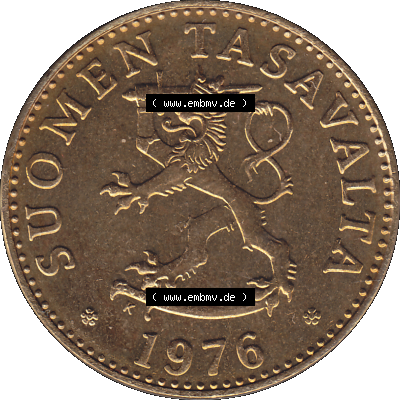 Alte Münzen KMS Finnland, Kursmünzensatz 1976 in Stempelglanz als digitales Computerbild in transparenten PNG 1963-1990, 50 Penny Penniä 1976-1, SUOMEN TASAVALTA.... Sammlung