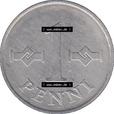 Alte Münzen KMS Finnland, Kursmünzensatz 1978 in Stempelglanz als digitales Computerbild einer finnischen digitalisierten Münze in transparenten PNG 1969-1979, 1 Penny,... Sammlung