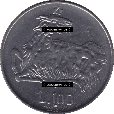 Bildmaterial Münzensatz / KMS 1974 aus San Marino Münze 1974-1974 als transparente PNG-Grafik, 100 Lire, L.100 MINGUZZI MONASSI INC.. Die digitalisierte Münze... Sammlung