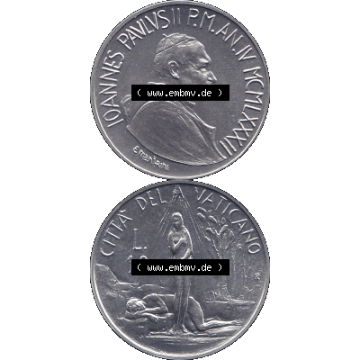 Alte Münze aus der Vatikanstadt / Vatikan als PNG-Grafik Münze Vatikanstadt 1982-1982, 10 Lire, E. MANFRINI IOANNES PAVLVS II P M 1982-01. Vorderseite und Rückseite... Sammlung
