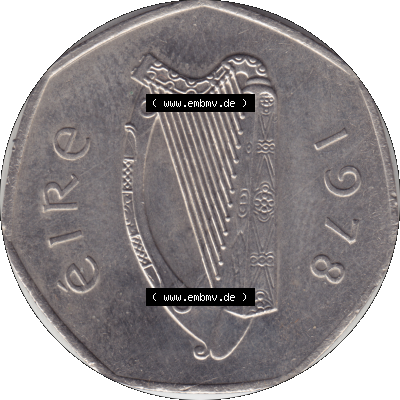 Bildmaterial einer Münze aus Irland als PNG-Grafik 1970-2000, 50 Pence 1978-01. Digitalisierte Münze aus Irland als transparente PNG-Grafik zum herunterladen. Vorderseite... Sammlung