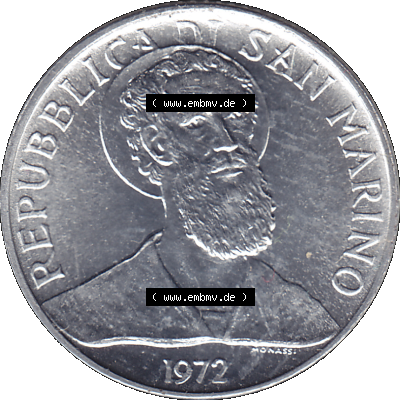 Bildmaterial in PNG-Grafiken Münzensatz / KMS 1972 aus San Marino 1972-1972, Münze 2 Lire 1972, 2 LIRE MONASSI REPUBBLICA DI SAN MARINO. Vorderseite als PNG-Grafik für... Sammlung