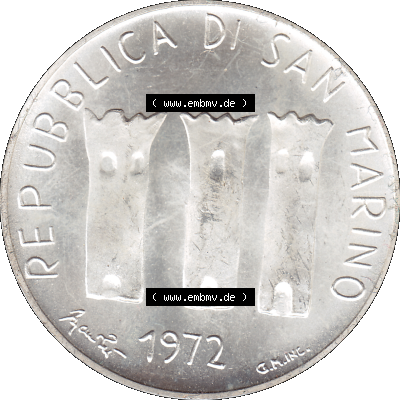 Bildmaterial in PNG-Grafiken Münzensatz / KMS 1972 aus San Marino 1972-1972, Münze 500 Lire 1972 L. 500 REPUBBLICA DI SAN MARINO, Silbermünze. Vorderseite als... Sammlung