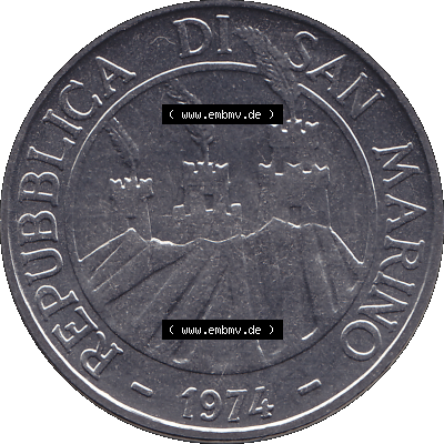 Bildmaterial Münzensatz / KMS 1974 aus San Marino Münze 1974-1974 als transparente PNG-Grafik, 50 Lire, L.50 MINGUZZI MONASSI INC.. Vorderseite als PNG-Grafik... Sammlung