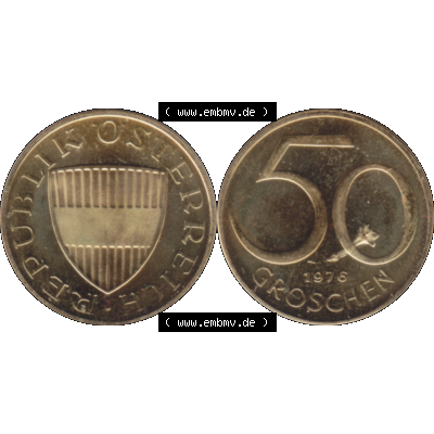 Alte Münze aus Österreich, in PNG digitalisiert 1959-2001, 50 Groschen 1976-01. Vorderseite und Rückseite horizontal auf einen digitalen Bild der alten österreichischen... Sammlung