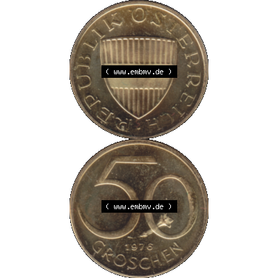 Alte Münze aus Österreich, in PNG digitalisiert 1959-2001, 50 Groschen 1976-01. Vorderseite und Rückseite vertikal auf einen digitalen Bild der alten österreichischen... Sammlung