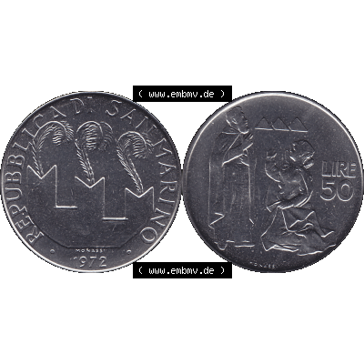 Bildmaterial in PNG-Grafiken Münzensatz / KMS 1972 aus San Marino 1972-1972, Münze 50 Lire, 1972, MONASSI REPUBBLICA DI SAN MARINO 50 LIRE. Die digitalisierte Münze... Sammlung