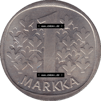 Alte Münzen KMS Finnland, Kursmünzensatz 1978 in Stempelglanz als digitales Computerbild einer finnischen digitalisierten Münze in transparenten PNG 1969-1993, 1 finnische Mark,... Sammlung