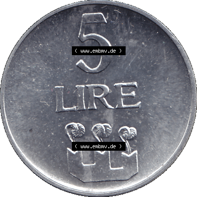 Bildmaterial in PNG-Grafiken Münzensatz / KMS 1972 aus San Marino 1972-1972, Münze 5 Lire, 1972, LIRE MONASSI REPUBBLICA DI SAN MARINO. Die digitalisierte Münze... Sammlung