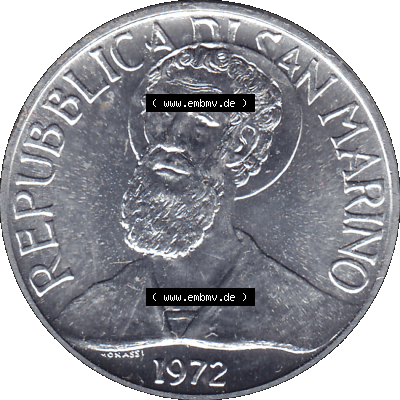Bildmaterial in PNG-Grafiken Münzensatz / KMS 1972 aus San Marino 1972-1972, Münze 5 Lire, 1972, LIRE MONASSI REPUBBLICA DI SAN MARINO. Vorderseite als PNG-Grafik... Sammlung