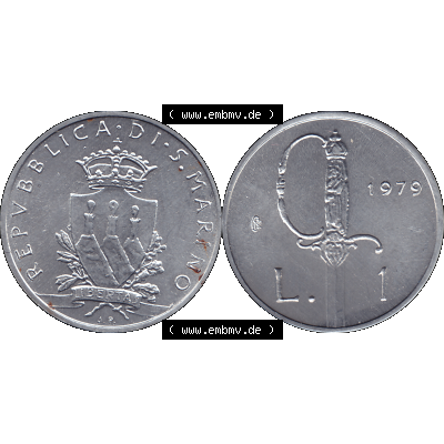 Bildmaterial Münzensatz / KMS 1979 aus San Marino im PNG-Format 1979-1979, 1 Lira, 1 Lire, J. V. LIBERTAS REPVBBLICA DI S. MARINO, 1979 L.1.... Sammlung
