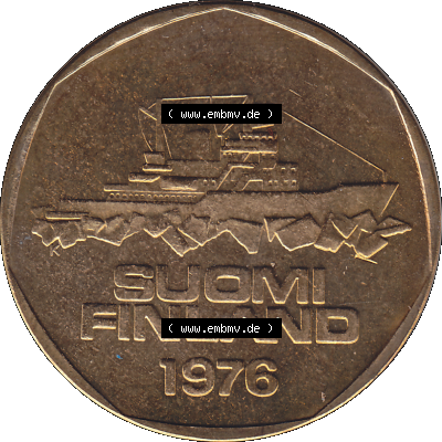 Alte Münzen KMS Finnland, Kursmünzensatz 1976 in Stempelglanz als digitales Computerbild in transparenten PNG 1972-1978, 5 Finnische Mark, Markkaa 1976-1, SUOMI FINLAND.... Sammlung