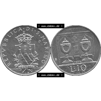 Bildmaterial Münzensatz / KMS 1979 aus San Marino in Graustufen 1979-1979, 10 Lire, J. V. LIBERTAS REPVBBLICA DI S. MARINO, 1979 L.10 Graustufen.... Sammlung