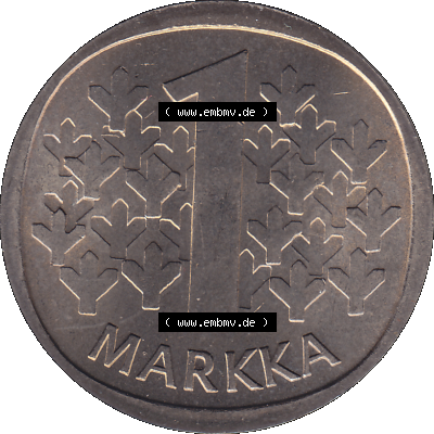 Alte Münzen KMS Finnland, Kursmünzensatz 1976 in Stempelglanz als digitales Computerbild in transparenten PNG 1969-1993, 1 Finnische Mark, Markka 1976-1, SUOMEN TASAVALTA.... Sammlung