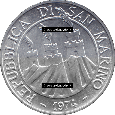 San Marino Münze 1974-1974 als transparente PNG-Grafik, 2 Lire, L.2 MINGUZZI MONASSI INC. Sammlung