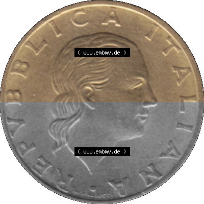 Münze aus Italien / Italia als PNG-Grafik 1977-2001, 200 Lire, Zahnrad 1988 Sammlung