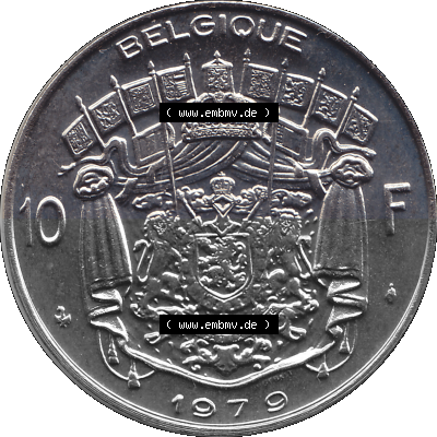 Belgien, König Baudouin I Kursmünzensatz 1969-1979, 10 Franken 1979, Belgique Sammlung