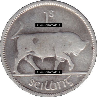 Münze aus Irland als PNG-Grafik 1928-1937, 1 Schilling, Scillins 1928 Sammlung