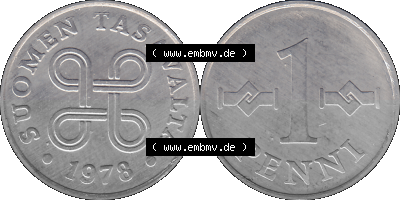 finnischen digitalisierten Münze in transparenten PNG 1969-1979, 1 Penny, 1978 Sammlung