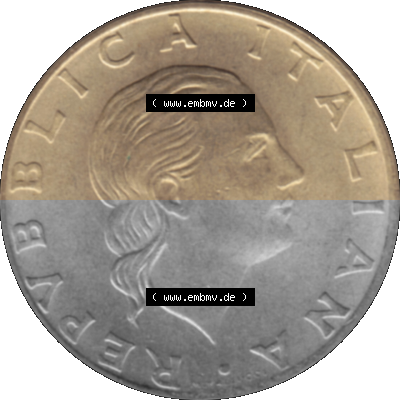 Münze aus Italien / Italia als PNG-Grafik 1989-1989, 200 Lire Marinebasis Tarent 1989 Sammlung