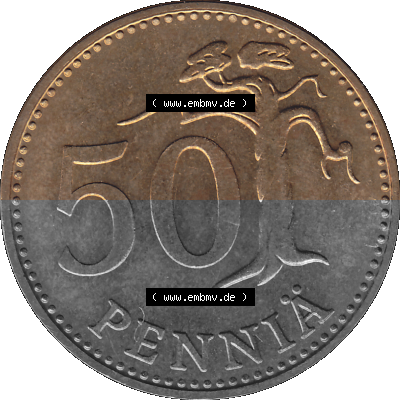 finnischen digitalisierten Münze in transparenten PNG 1963-1990, 50 Penny 1978 Sammlung